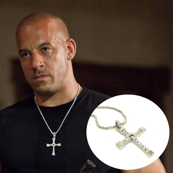 Fast & Furious 7 ‘Dominic Toretto’s’ LARGE CZ Cross Pendant Stainless ...