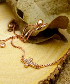 Rose-Gold Swarovski Crystal Cross Bracelet 3