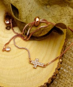 Rose-Gold Swarovski Crystal Cross Bracelet