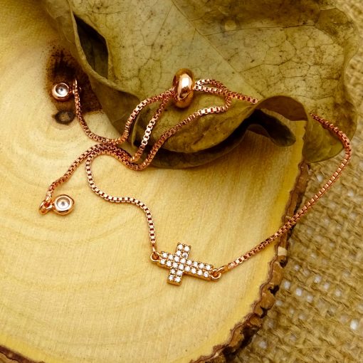 Rose-Gold Swarovski Crystal Cross Bracelet 1