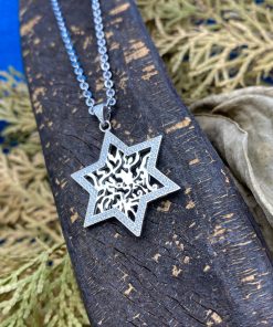 Silver Shema Israel Star Pendant Necklace 3