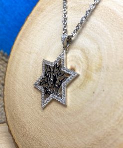 Silver Shema Israel Star Pendant Necklace 4