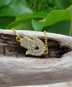 Small Protective-Eye Hamsa Crystal Gold Necklace 4