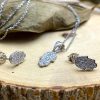 Small Hamsa Crystal .925 Silver Necklace and Earrings Set
