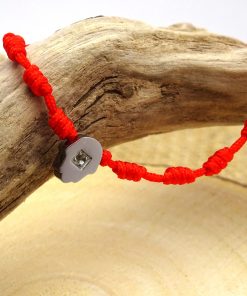 Silver Hamsa CZ Red-String Adjustable Bracelet
