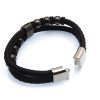 Multi-Strand Black Leather with Bronzed Steel Beads & Anchor Emblem Bracelet