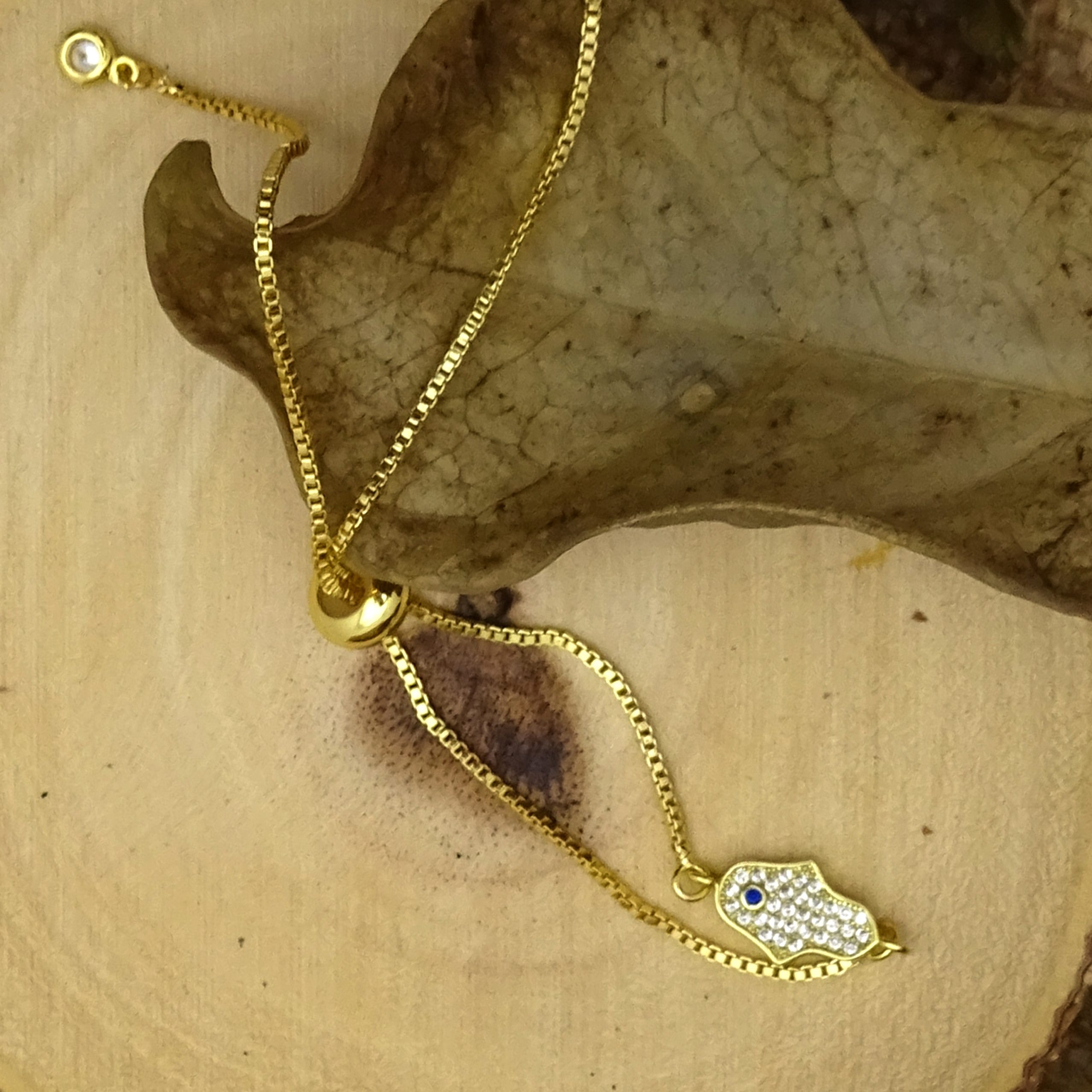 Gold Swarovski Crystal Hamsa Bracelet