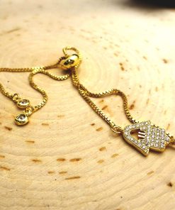 Gold Swarovski Crystal Cut-out Hamsa Bracelet