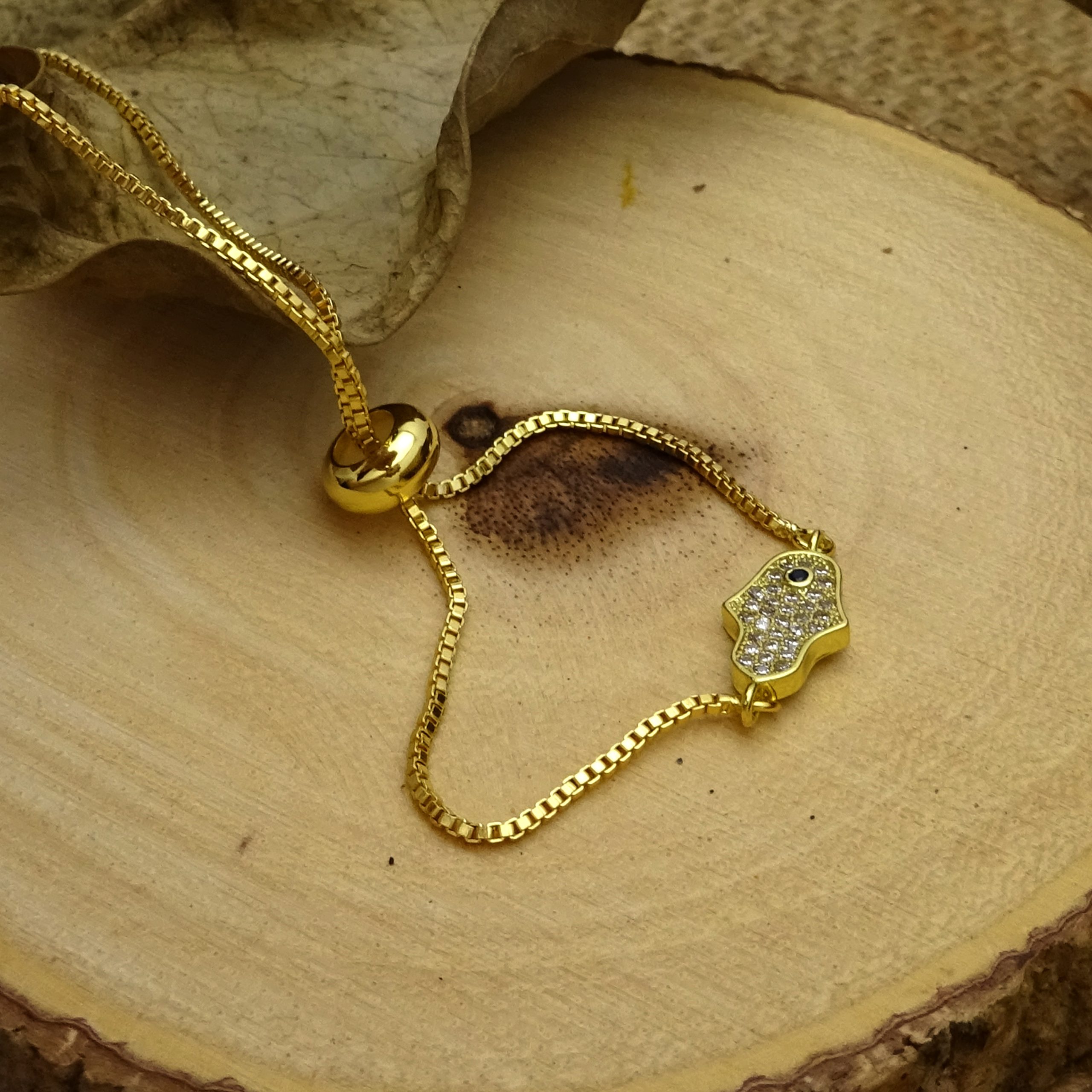 Gold Swarovski Crystal Hamsa Bracelet